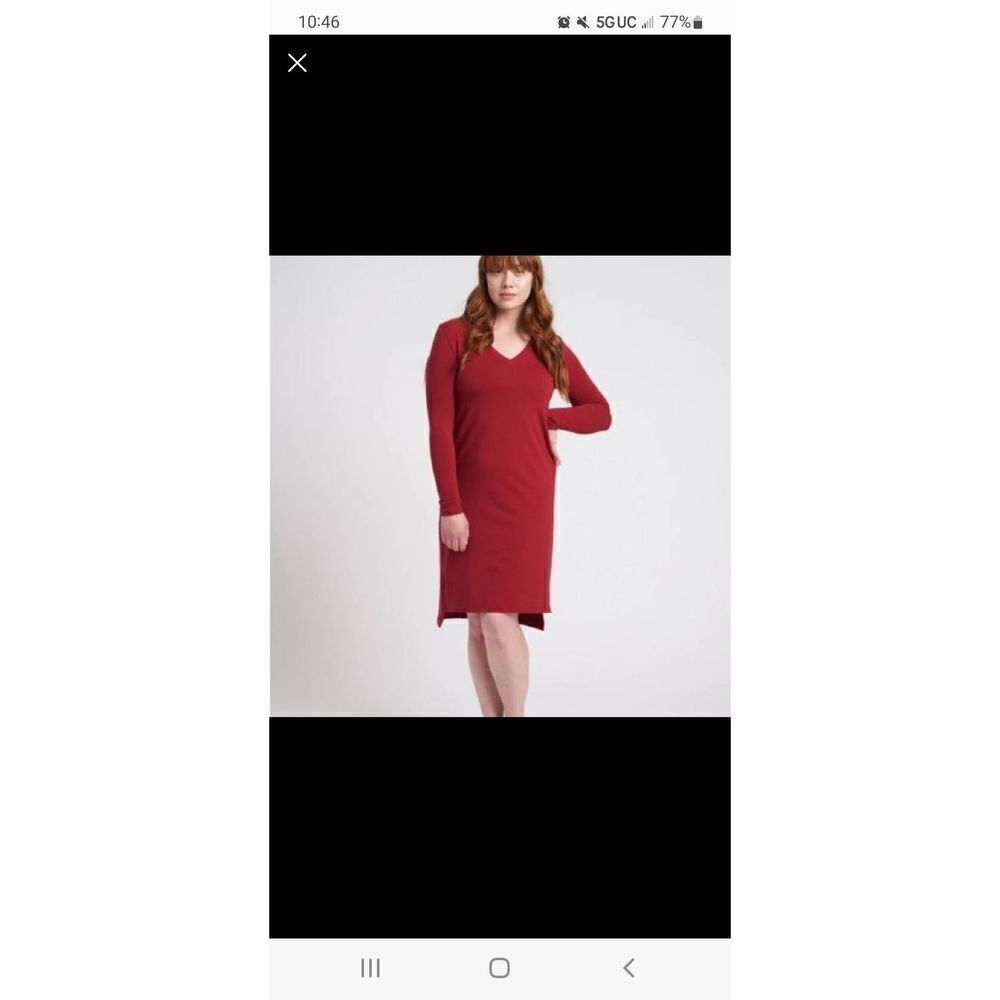 UNIVERSAL STANDARD Red Long Sleeve Tesino V-Neck Tee Dress sz